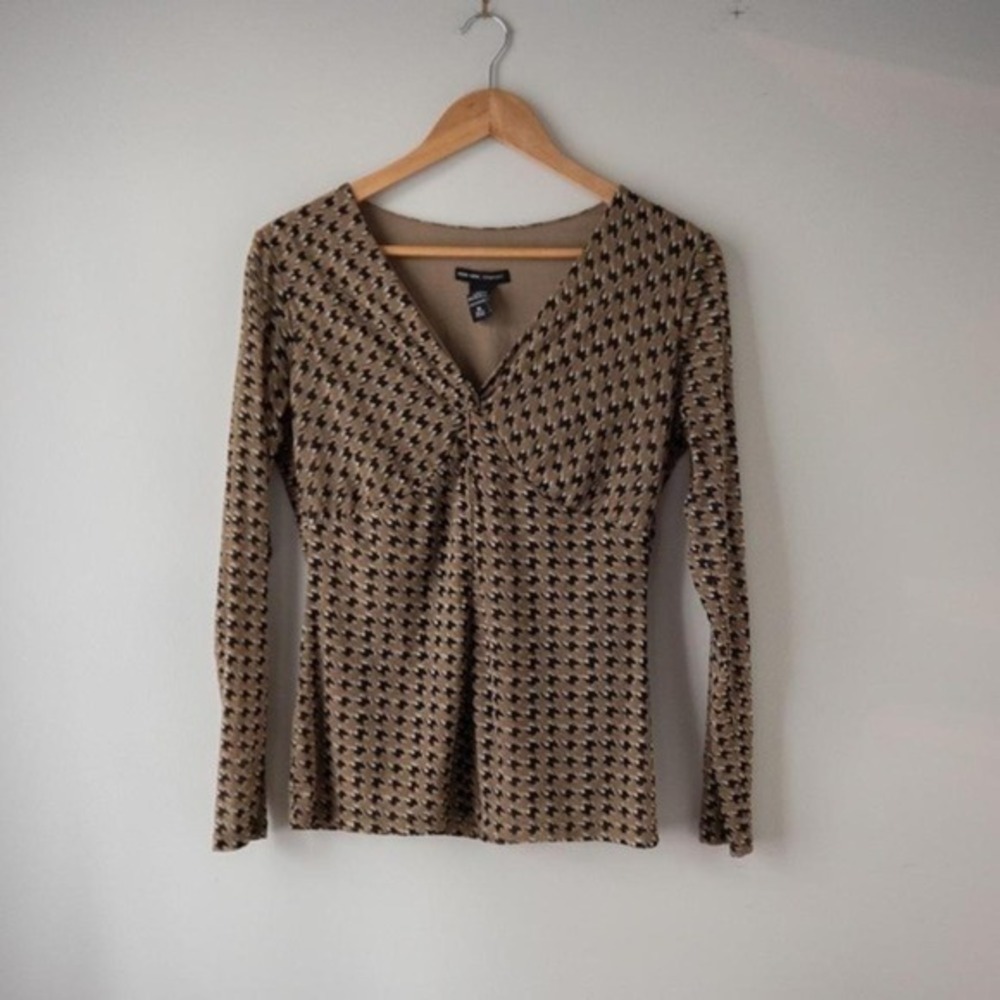 Y2K New York & Company Houndstooth Blouse